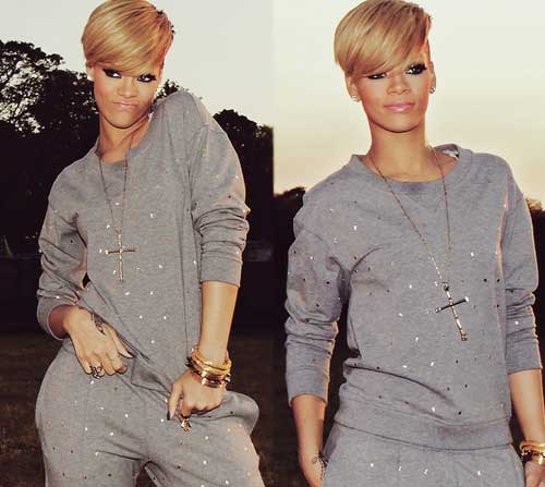 Rihanna Krátké Blond Účesy