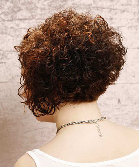 Curly Short Obrácený Bob, Curly Bob Short Brunette