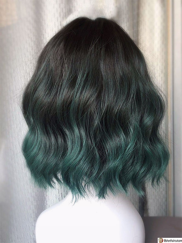 grønne hårfarger for kort hår