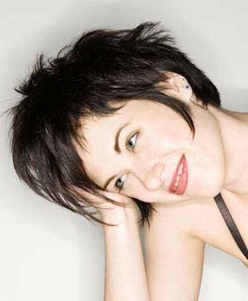 Brunette Messy Long Pixie Haircuts
