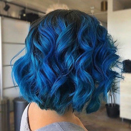 Kıvırcık Saç, Saç Rengi Ombre Mavi