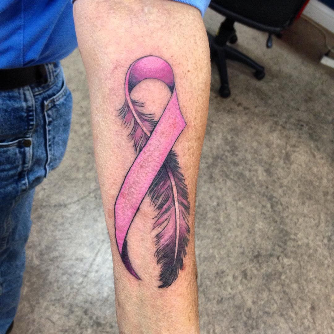 Syöpätietoisuuden nauha -tatuointi