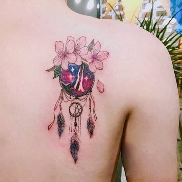 Cherry Blossom Dream Catcher Tattoo