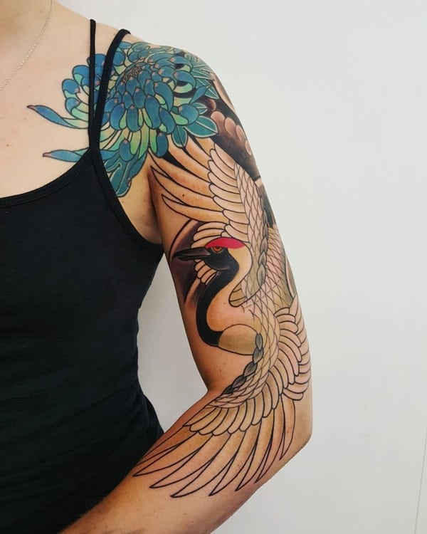 Tetování ptáků chryzantémy