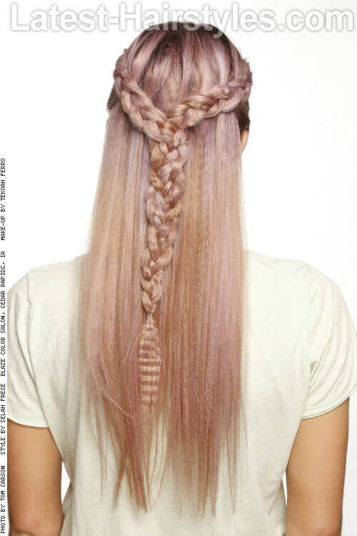 Double Braid Half Updo Back