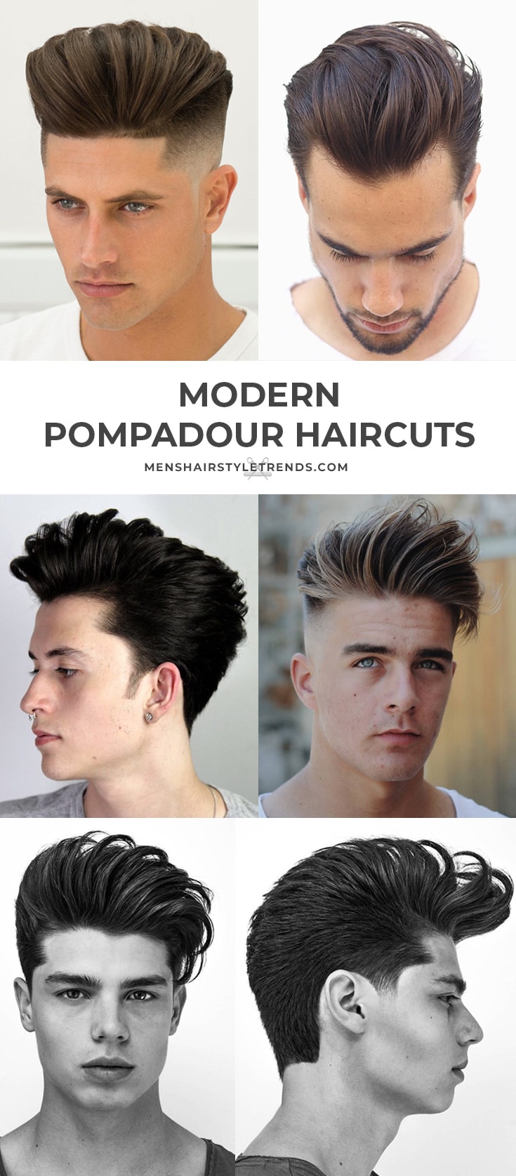 Moderni Pompadour -hiustenleikkaus + kampaus miehille