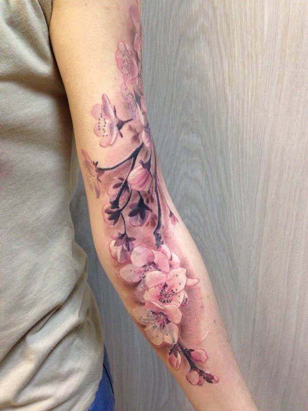 Vandrende Cherry Blossom Branch Tattoo