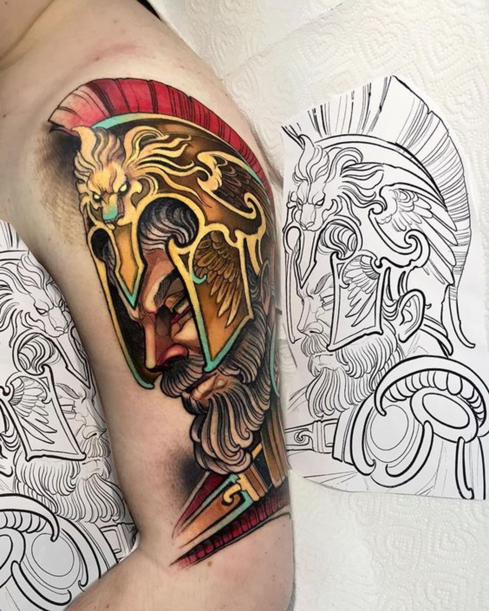 Ares God of War tattoo od ISNARD BARBOSA