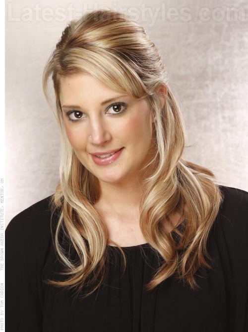 bouffant half updo -kampaus