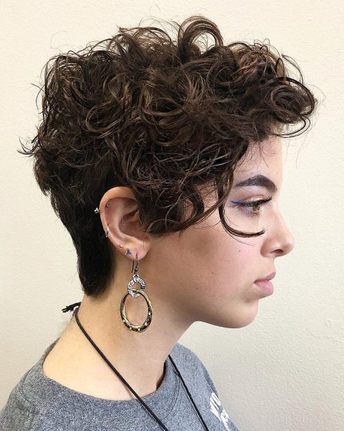 Cool Long Curly Pixie Cut
