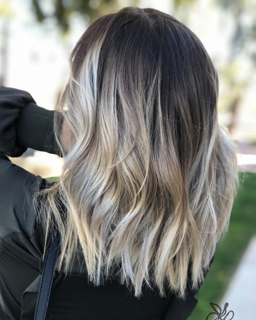 Dark to Icy White Balayage Ombre