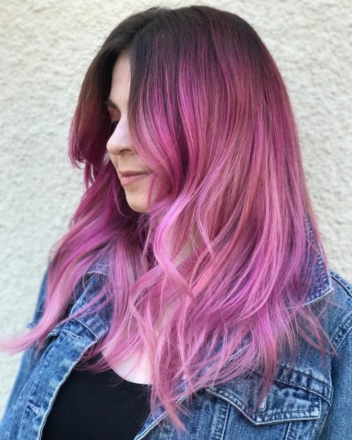 Pastel pembe ombré saç rengi