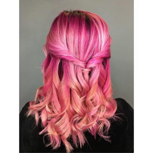 Orta Uzunlukta Zahmetsiz Pembe Petal Yarım Kabarık