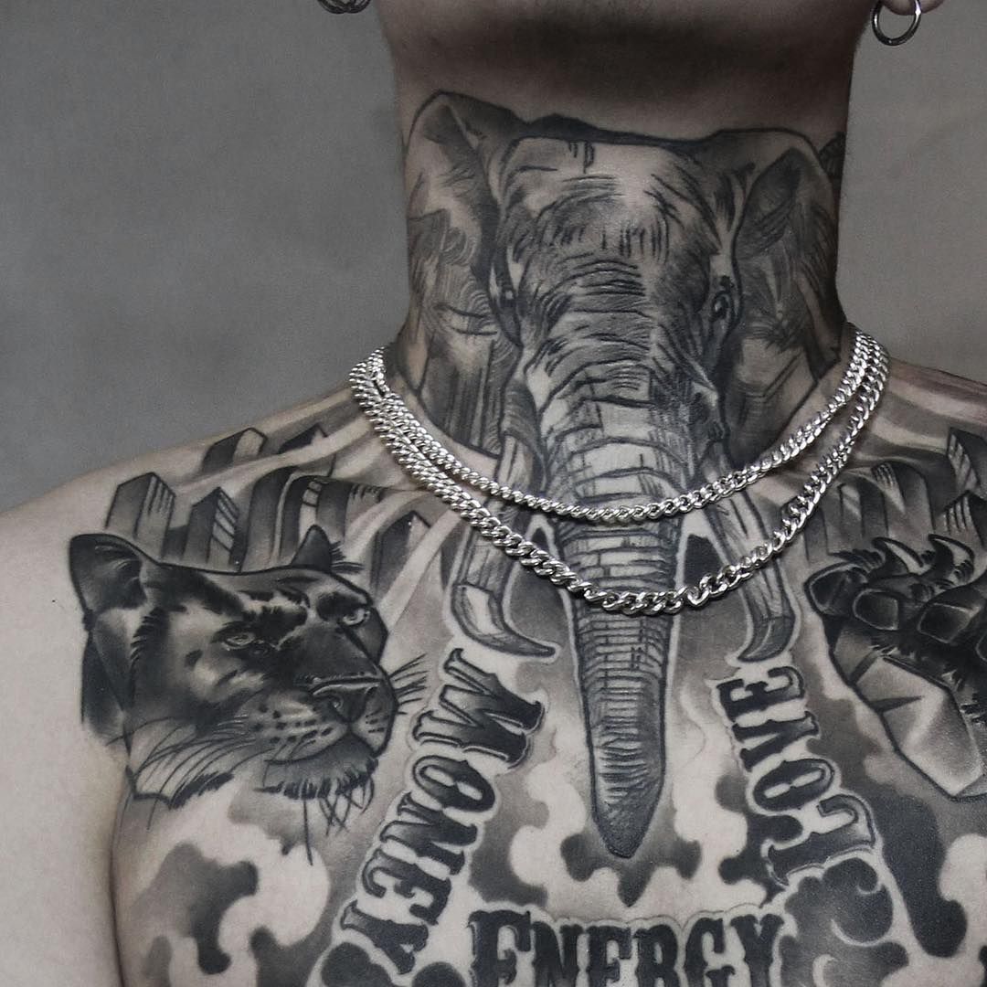 elefant tatoveringshals