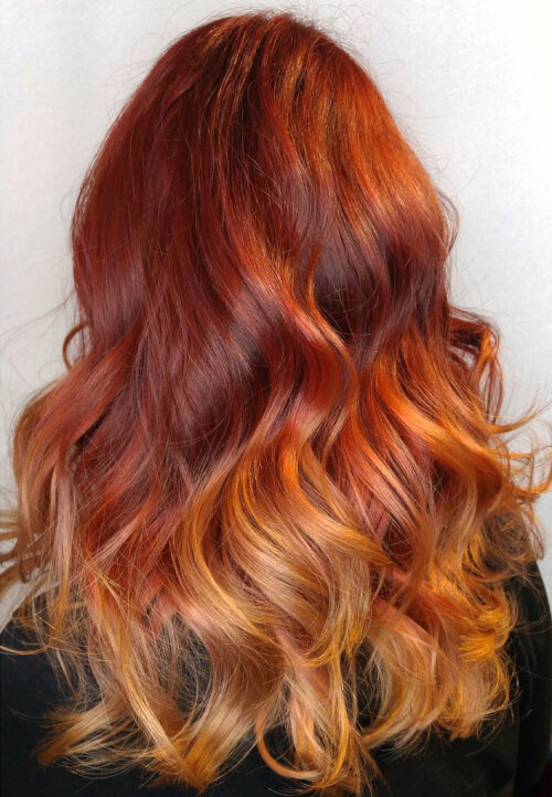 Fire Red to Burnt Orange Ombre