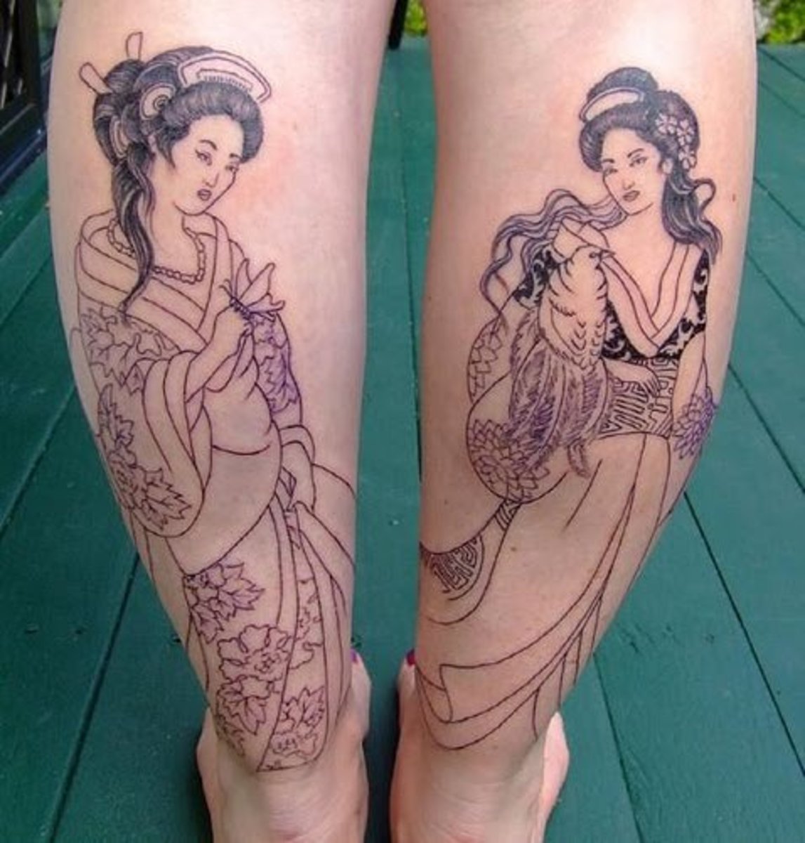 Kalv geisha tatovering.