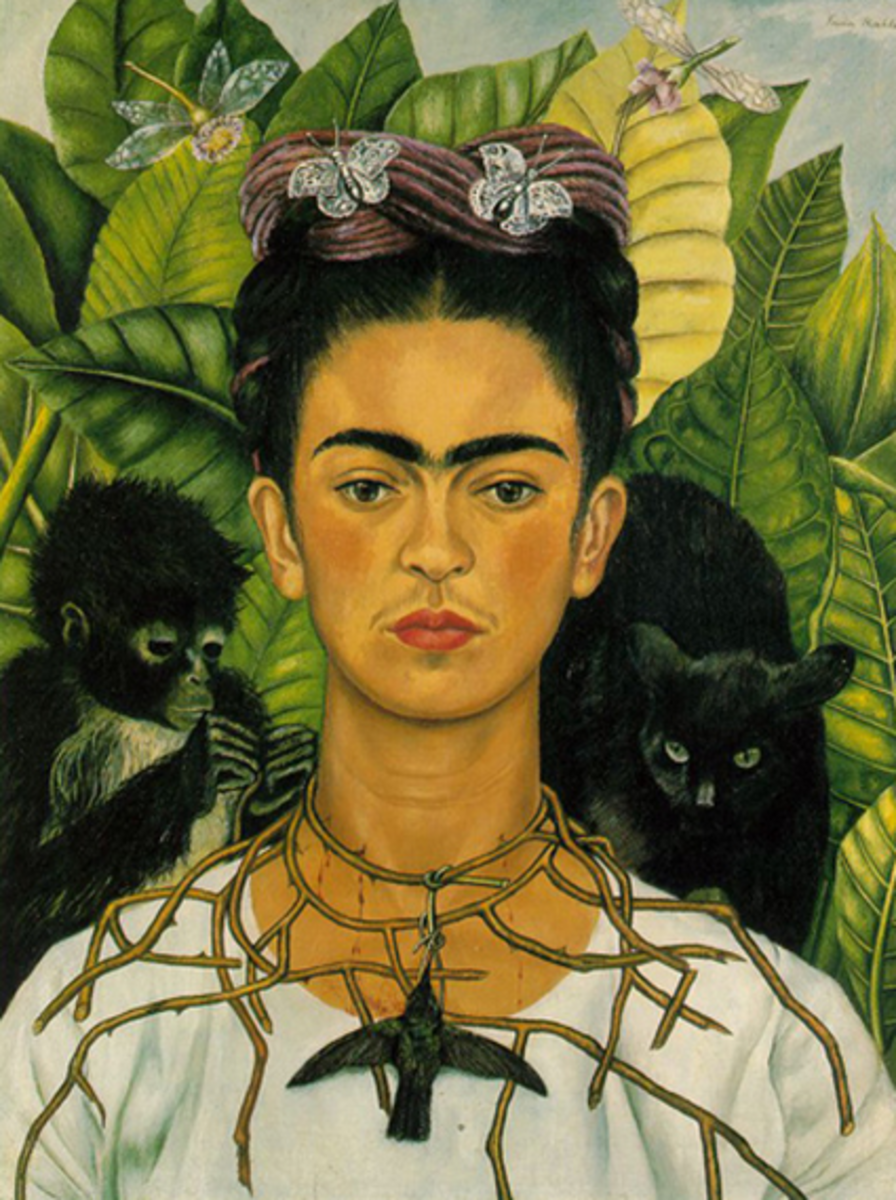 Önarckép tövis nyaklánccal és kolibri, (1940), készítette: Frida Kahlo