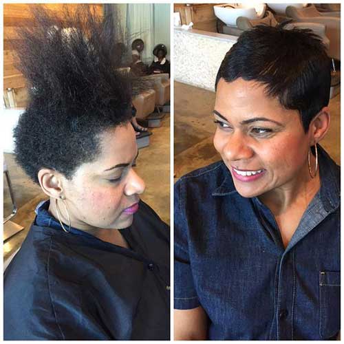 Ennen ja jälkeen Pixie-hiustenleikkaukset mustille naisille-9