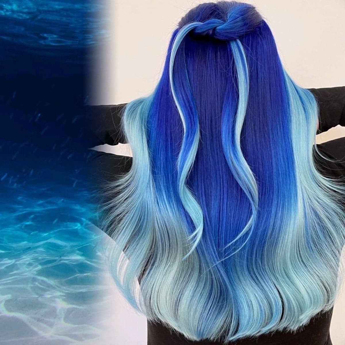 Roztavené tyrkysově modré vlasy