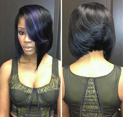 Tmavě modré osvětlené bobové vlasy pro černé ženy