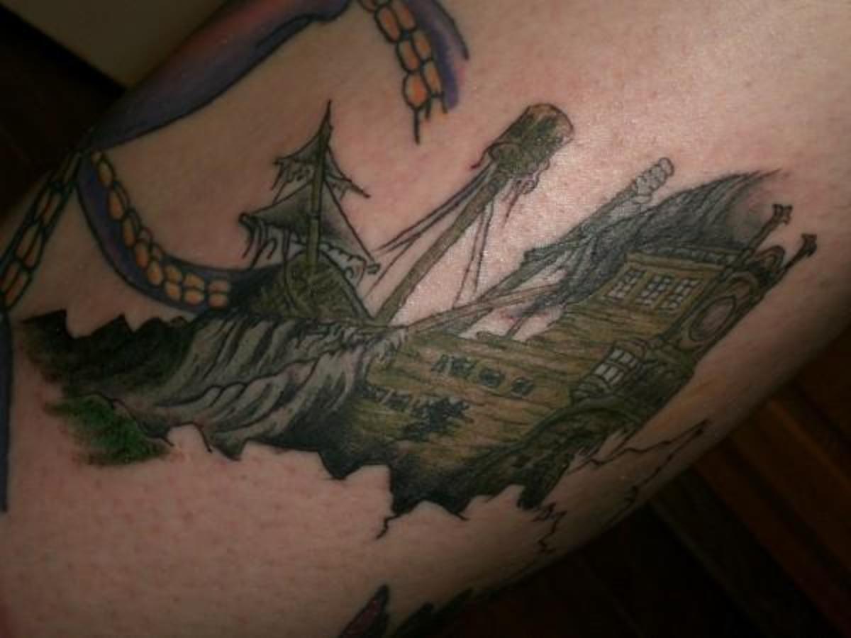 potopené pirátské lodi tetování