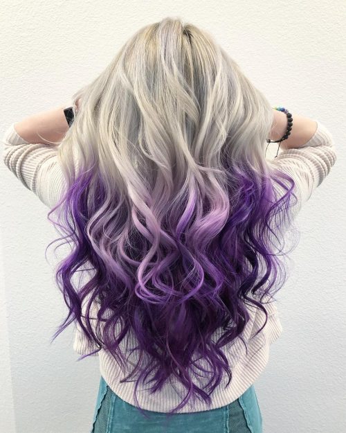 Platinum Blonde to Purple Ombre