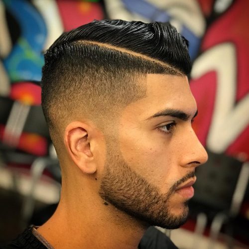 Pompadour Drop Fade szakállal