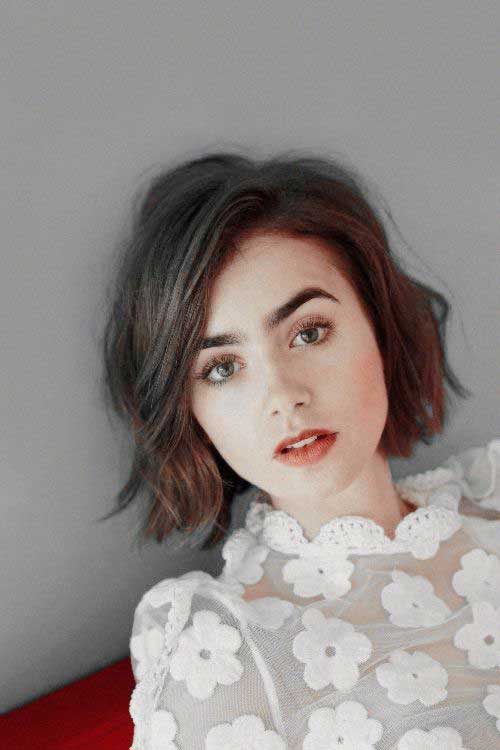 Lily Collins korte kvinnelige hårklipp