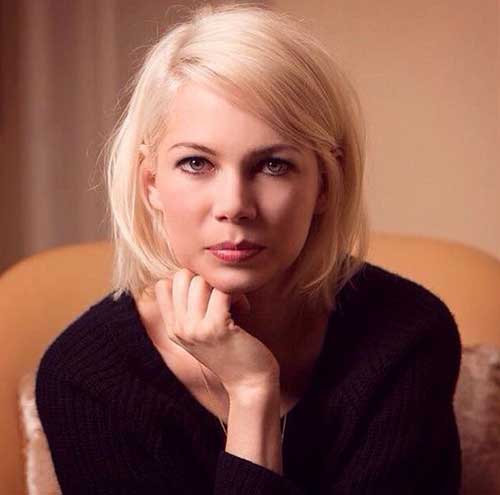 Michelle Williams korte hårklipp for runde ansikter