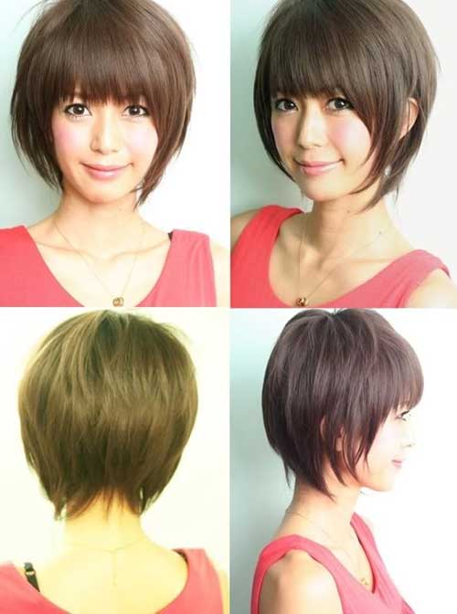 Asiatisk jente korte frisyrer for rett hår med smell