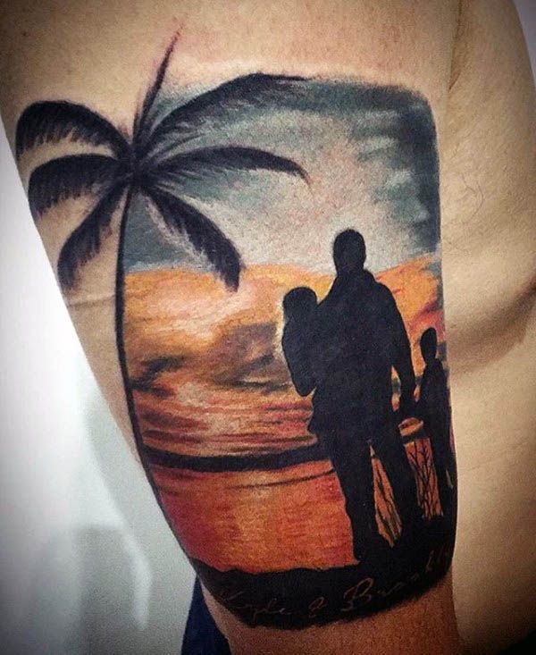 silueta rodinné rukávové tetování
