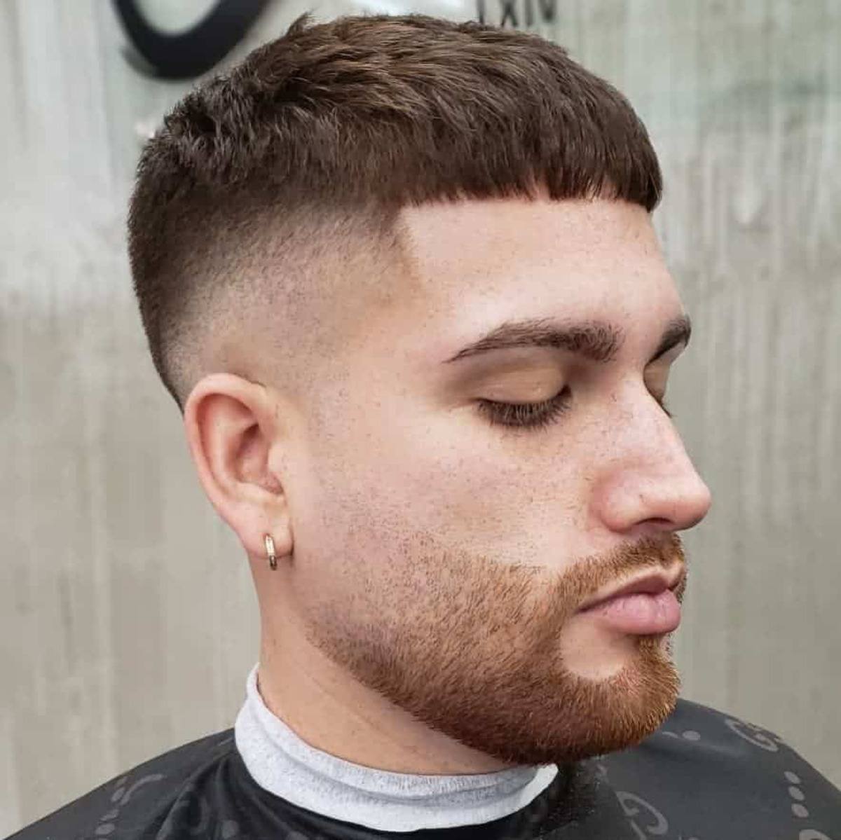 Skin Fade with Short Bangs and Beard Fade